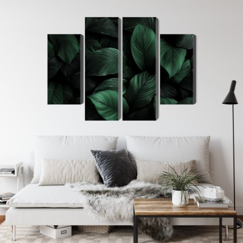 Obraz Wieloczęściowy Zielone Liście W Skali Makro Canvas Naturalny 80x60 LBS-3715-NC80-60_2X20-60_2X20-40
