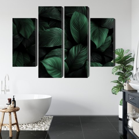 Obraz Wieloczęściowy Zielone Liście W Skali Makro Canvas Naturalny 80x60 LBS-3715-NC80-60_2X20-60_2X20-40