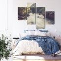 Obraz Wieloczęściowy Górska Rzeka W Lesie Canvas 120x75 LBS-3225-C120-75_2X30-75_2X30-45