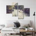 Obraz Wieloczęściowy Górska Rzeka W Lesie Canvas 120x75 LBS-3225-C120-75_2X30-75_2X30-45