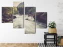Obraz Wieloczęściowy Górska Rzeka W Lesie Canvas 120x75 LBS-3225-C120-75_2X30-75_2X30-45