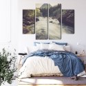 Obraz Wieloczęściowy Górska Rzeka W Lesie Canvas 80x60 LBS-3224-C80-60_2X20-60_2X20-40