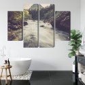 Obraz Wieloczęściowy Górska Rzeka W Lesie Canvas 80x60 LBS-3224-C80-60_2X20-60_2X20-40