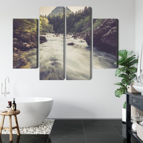 Obraz Wieloczęściowy Górska Rzeka W Lesie Canvas 80x60 LBS-3224-C80-60_2X20-60_2X20-40