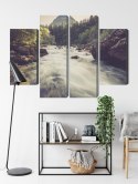 Obraz Wieloczęściowy Górska Rzeka W Lesie Canvas 80x60 LBS-3224-C80-60_2X20-60_2X20-40