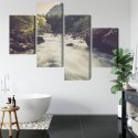 Obraz Wieloczęściowy Górska Rzeka W Lesie Canvas Naturalny 80x50 LBS-3225-NC80-50_2X20-50_2X20-30