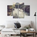 Obraz Wieloczęściowy Górska Rzeka W Lesie Canvas Naturalny 80x60 LBS-3224-NC80-60_2X20-60_2X20-40