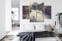 Obraz Wieloczęściowy Górska Rzeka W Lesie Canvas Naturalny 80x60 LBS-3224-NC80-60_2X20-60_2X20-40