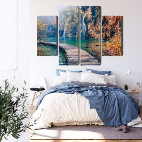 Obraz Wieloczęściowy Park Narodowy Jezior Plitwickich Canvas Naturalny 80x60 LBS-3319-NC80-60_2X20-60_2X20-40