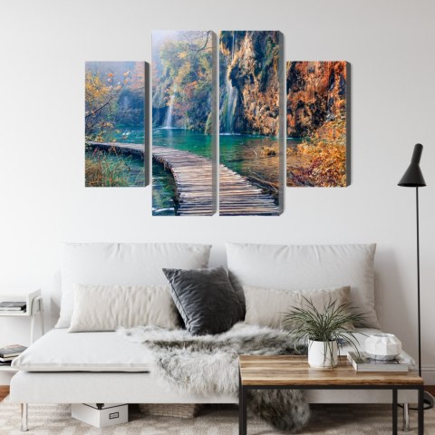 Obraz Wieloczęściowy Park Narodowy Jezior Plitwickich Canvas Naturalny 80x60 LBS-3319-NC80-60_2X20-60_2X20-40