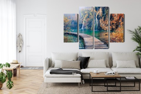 Obraz Wieloczęściowy Park Narodowy Jezior Plitwickich Canvas Naturalny 80x60 LBS-3319-NC80-60_2X20-60_2X20-40