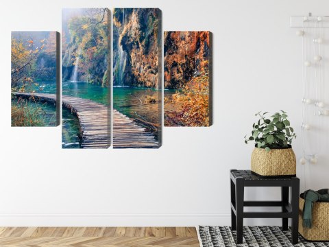 Obraz Wieloczęściowy Park Narodowy Jezior Plitwickich Canvas Naturalny 80x60 LBS-3319-NC80-60_2X20-60_2X20-40