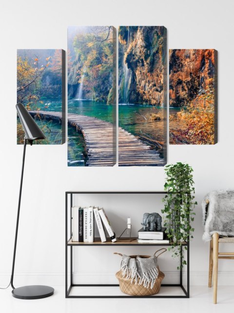 Obraz Wieloczęściowy Park Narodowy Jezior Plitwickich Canvas Naturalny 80x60 LBS-3319-NC80-60_2X20-60_2X20-40