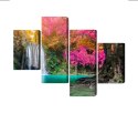 Obraz Wieloczęściowy Piękny Leśny Wodospad Canvas Naturalny 80x50 LBS-3335-NC80-50_2X20-50_2X20-30