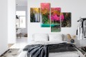 Obraz Wieloczęściowy Piękny Leśny Wodospad Canvas Naturalny 80x50 LBS-3335-NC80-50_2X20-50_2X20-30