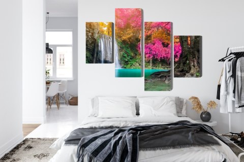 Obraz Wieloczęściowy Piękny Leśny Wodospad Canvas Naturalny 80x50 LBS-3335-NC80-50_2X20-50_2X20-30