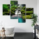 Obraz Wieloczęściowy Piękny Wodospad W Dżungli Canvas Naturalny 80x50 LBS-3245-NC80-50_2X20-50_2X20-30