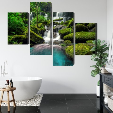 Obraz Wieloczęściowy Piękny Wodospad W Dżungli Canvas Naturalny 80x50 LBS-3245-NC80-50_2X20-50_2X20-30