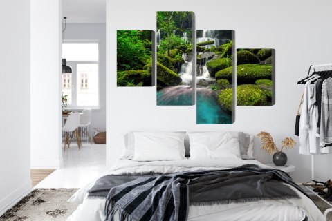 Obraz Wieloczęściowy Piękny Wodospad W Dżungli Canvas Naturalny 80x50 LBS-3245-NC80-50_2X20-50_2X20-30