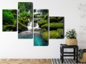 Obraz Wieloczęściowy Piękny Wodospad W Dżungli Canvas Naturalny 80x50 LBS-3245-NC80-50_2X20-50_2X20-30