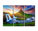 Obraz Wieloczęściowy Widok Na Wodospad Kirkjufellsfoss Canvas 120x80 LBS-3287-C120-80_3X40-80
