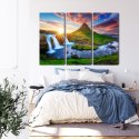 Obraz Wieloczęściowy Widok Na Wodospad Kirkjufellsfoss Canvas 120x80 LBS-3287-C120-80_3X40-80