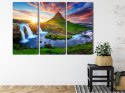 Obraz Wieloczęściowy Widok Na Wodospad Kirkjufellsfoss Canvas 120x80 LBS-3287-C120-80_3X40-80