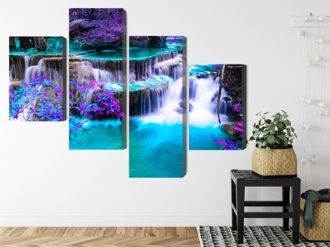 Obraz Wieloczęściowy Wodospad Huay Mae Khamin Canvas 120x75 LBS-3235-C120-75_2X30-75_2X30-45