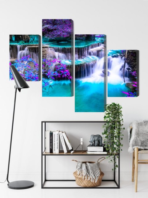 Obraz Wieloczęściowy Wodospad Huay Mae Khamin Canvas 120x75 LBS-3235-C120-75_2X30-75_2X30-45