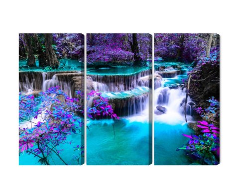Obraz Wieloczęściowy Wodospad Huay Mae Khamin Canvas 120x80 LBS-3232-C120-80_3X40-80