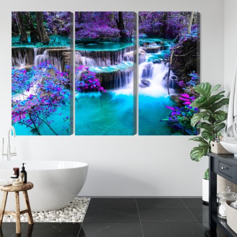 Obraz Wieloczęściowy Wodospad Huay Mae Khamin Canvas 120x80 LBS-3232-C120-80_3X40-80