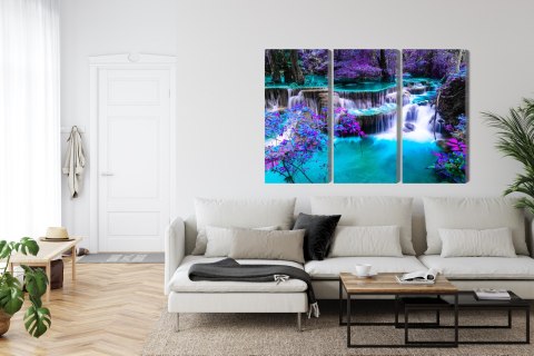 Obraz Wieloczęściowy Wodospad Huay Mae Khamin Canvas 120x80 LBS-3232-C120-80_3X40-80