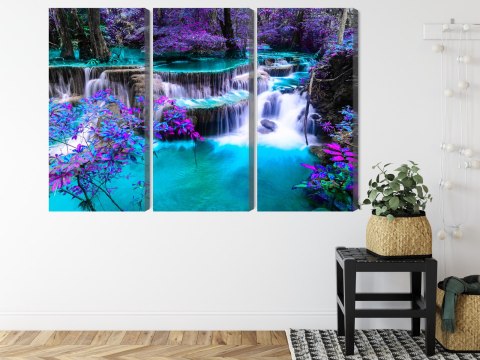 Obraz Wieloczęściowy Wodospad Huay Mae Khamin Canvas 120x80 LBS-3232-C120-80_3X40-80