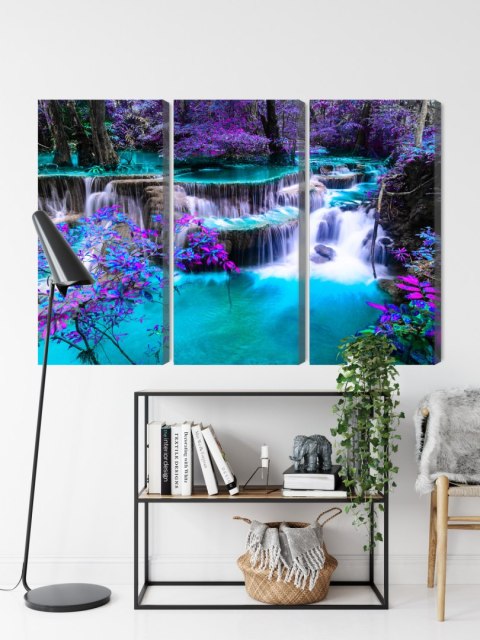 Obraz Wieloczęściowy Wodospad Huay Mae Khamin Canvas 120x80 LBS-3232-C120-80_3X40-80