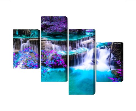 Obraz Wieloczęściowy Wodospad Huay Mae Khamin Canvas Naturalny 80x50 LBS-3235-NC80-50_2X20-50_2X20-30