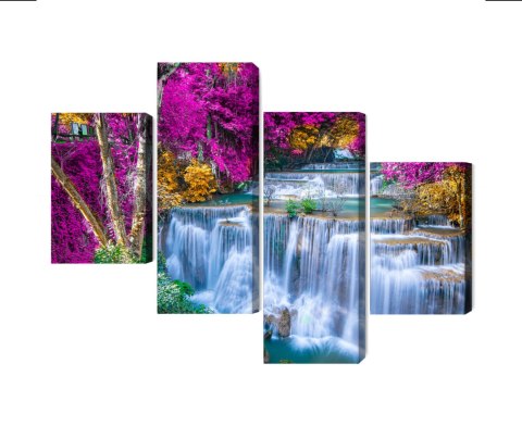 Obraz Wieloczęściowy Wodospad Jesienią Canvas 120x75 LBS-3230-C120-75_2X30-75_2X30-45