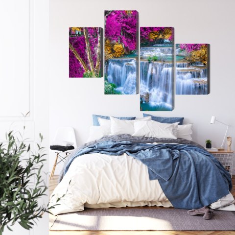 Obraz Wieloczęściowy Wodospad Jesienią Canvas 120x75 LBS-3230-C120-75_2X30-75_2X30-45