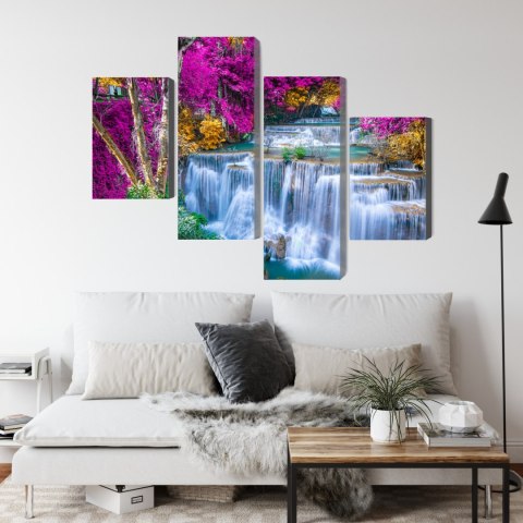 Obraz Wieloczęściowy Wodospad Jesienią Canvas 120x75 LBS-3230-C120-75_2X30-75_2X30-45