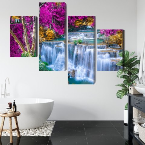 Obraz Wieloczęściowy Wodospad Jesienią Canvas 120x75 LBS-3230-C120-75_2X30-75_2X30-45