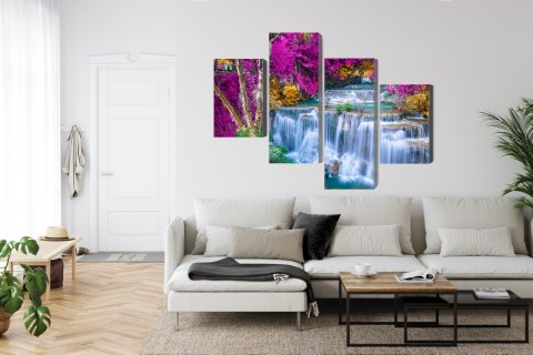 Obraz Wieloczęściowy Wodospad Jesienią Canvas 120x75 LBS-3230-C120-75_2X30-75_2X30-45