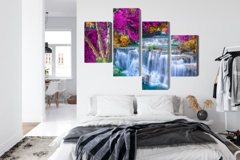 Obraz Wieloczęściowy Wodospad Jesienią Canvas 120x75 LBS-3230-C120-75_2X30-75_2X30-45