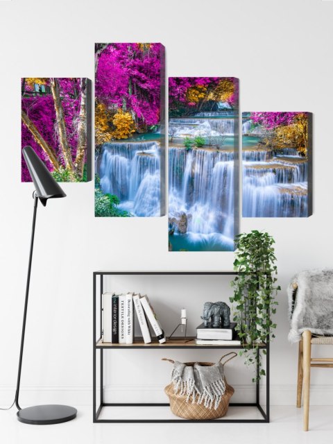 Obraz Wieloczęściowy Wodospad Jesienią Canvas 120x75 LBS-3230-C120-75_2X30-75_2X30-45