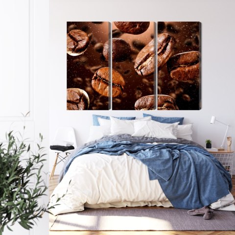 Obraz Wieloczęściowy Brązowe Ziarna Kawy Canvas 120x80 LBS-3110-C120-80_3X40-80