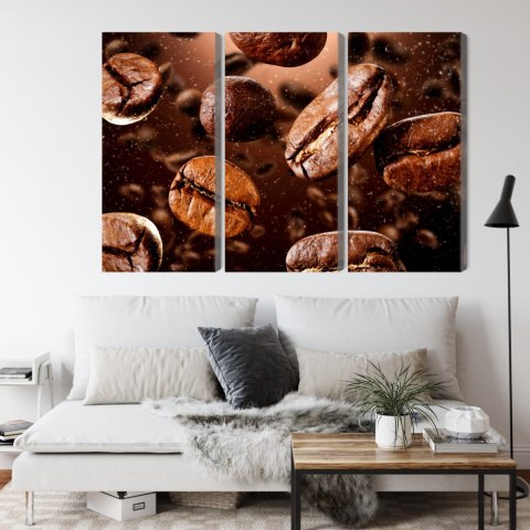 Obraz Wieloczęściowy Brązowe Ziarna Kawy Canvas 120x80 LBS-3110-C120-80_3X40-80