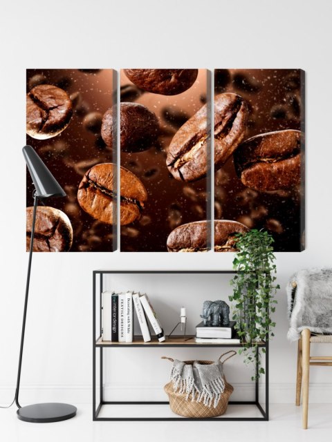 Obraz Wieloczęściowy Brązowe Ziarna Kawy Canvas 120x80 LBS-3110-C120-80_3X40-80