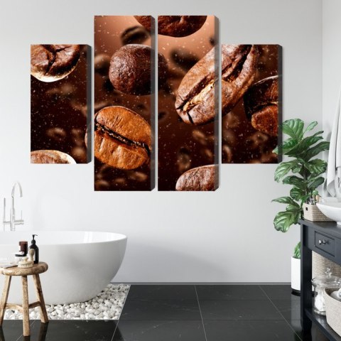 Obraz Wieloczęściowy Brązowe Ziarna Kawy Canvas 80x60 LBS-3112-C80-60_2X20-60_2X20-40