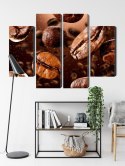 Obraz Wieloczęściowy Brązowe Ziarna Kawy Canvas 80x60 LBS-3112-C80-60_2X20-60_2X20-40