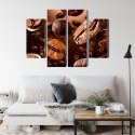 Obraz Wieloczęściowy Brązowe Ziarna Kawy Canvas Naturalny 80x60 LBS-3112-NC80-60_2X20-60_2X20-40
