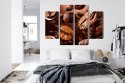 Obraz Wieloczęściowy Brązowe Ziarna Kawy Canvas Naturalny 80x60 LBS-3112-NC80-60_2X20-60_2X20-40