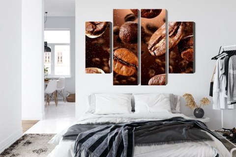 Obraz Wieloczęściowy Brązowe Ziarna Kawy Canvas Naturalny 80x60 LBS-3112-NC80-60_2X20-60_2X20-40